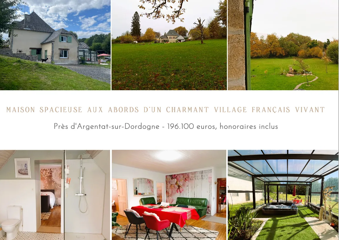 Maison spacieuse avec jacuzzi, dépendances et terrain constructible près d’un village dynamique