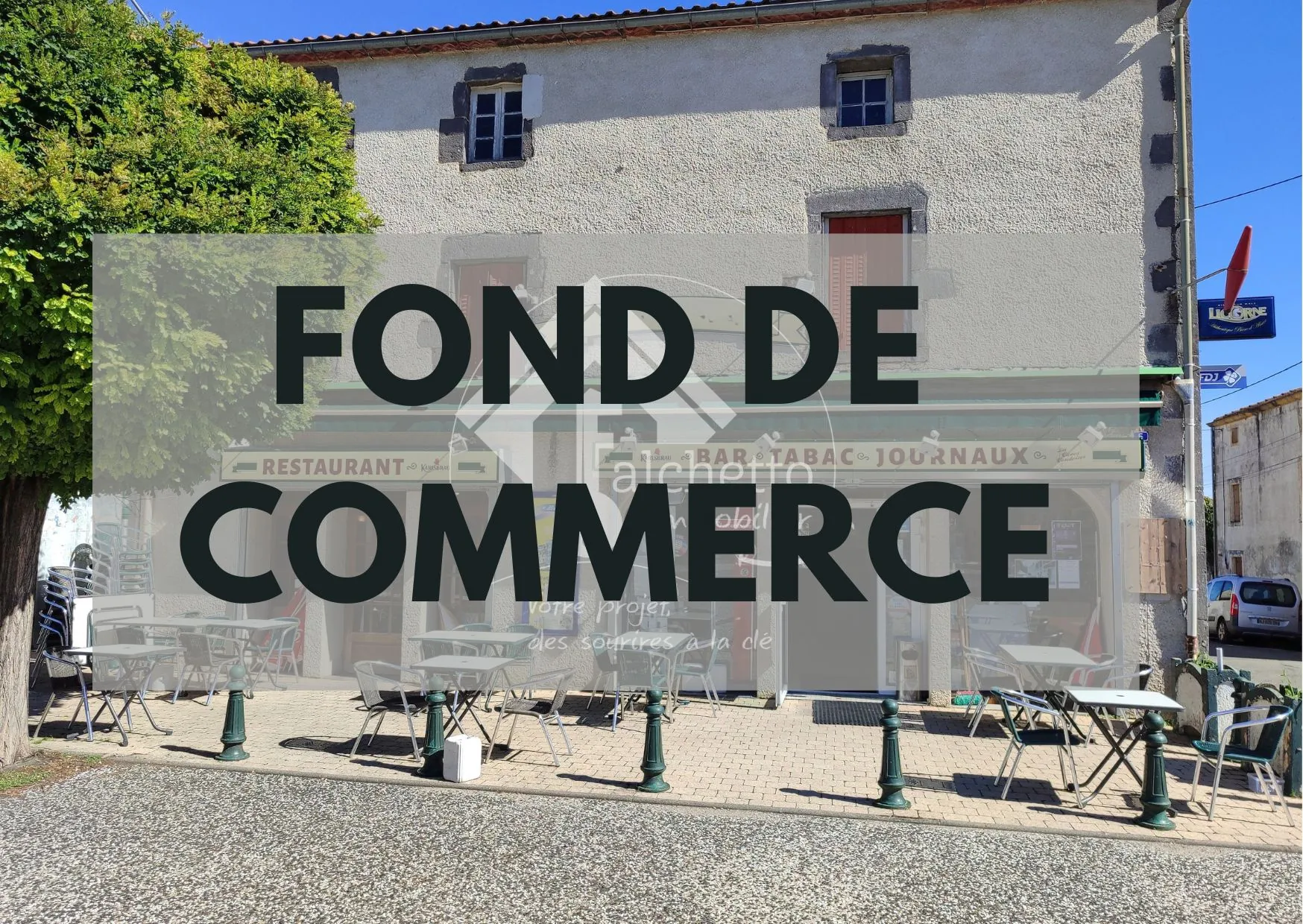 Fonds de commerce bar et restaurant à vendre à Varennes-sur-Morge, Licence IV, terrasse, 60 couverts 