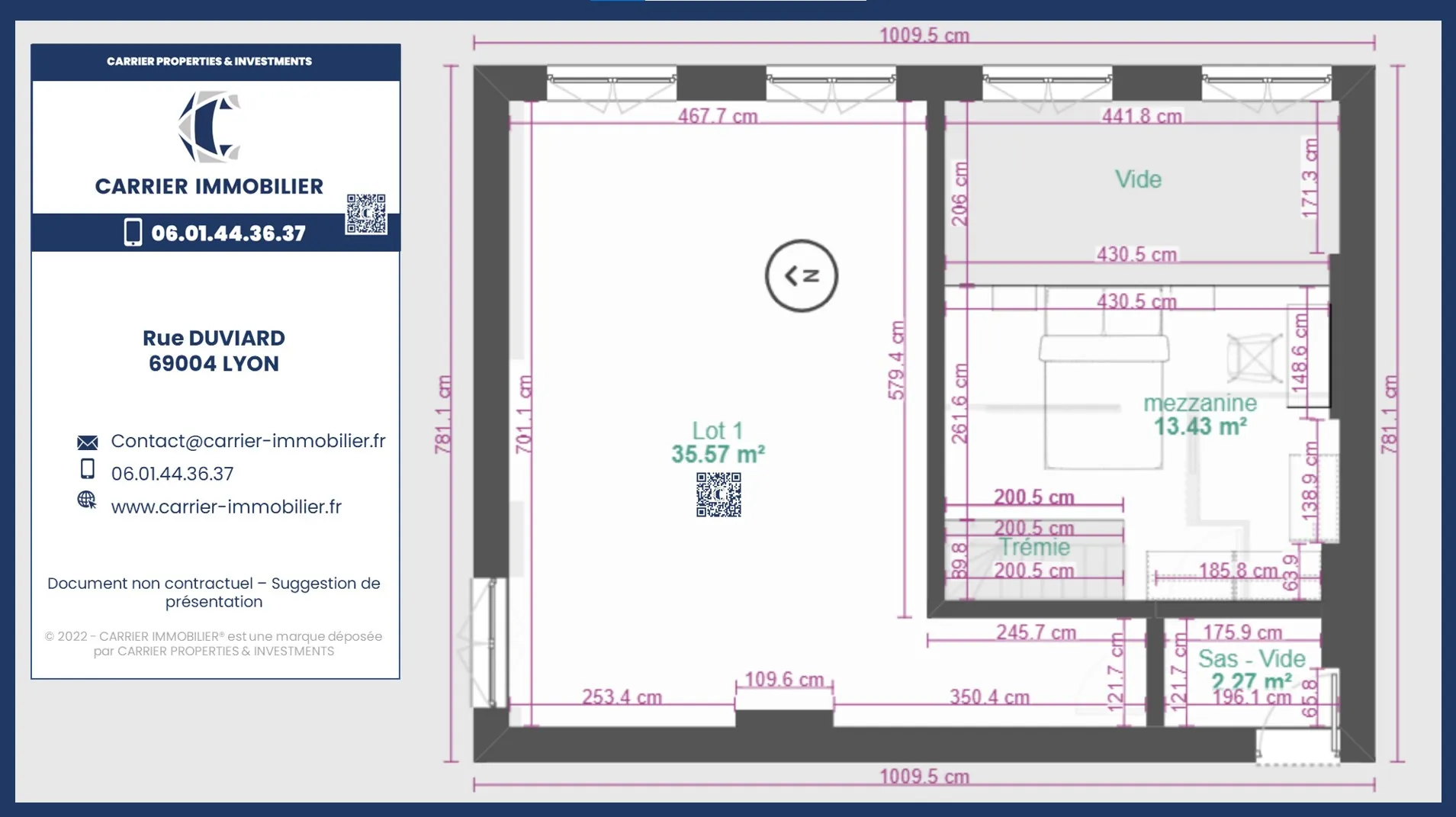 Appartement lumineux de 24 m² avec mezzanine à Lyon, rue Duviard 