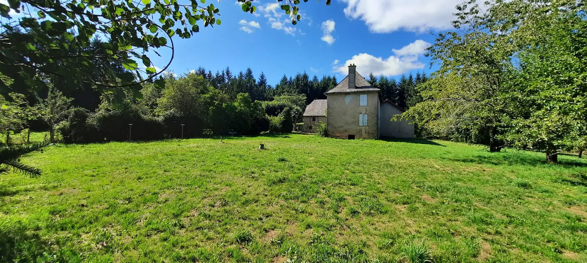 Maison en pierre à rénover avec dépendances sur un domaine boisé de 7,5 hectares à Montsalvy 