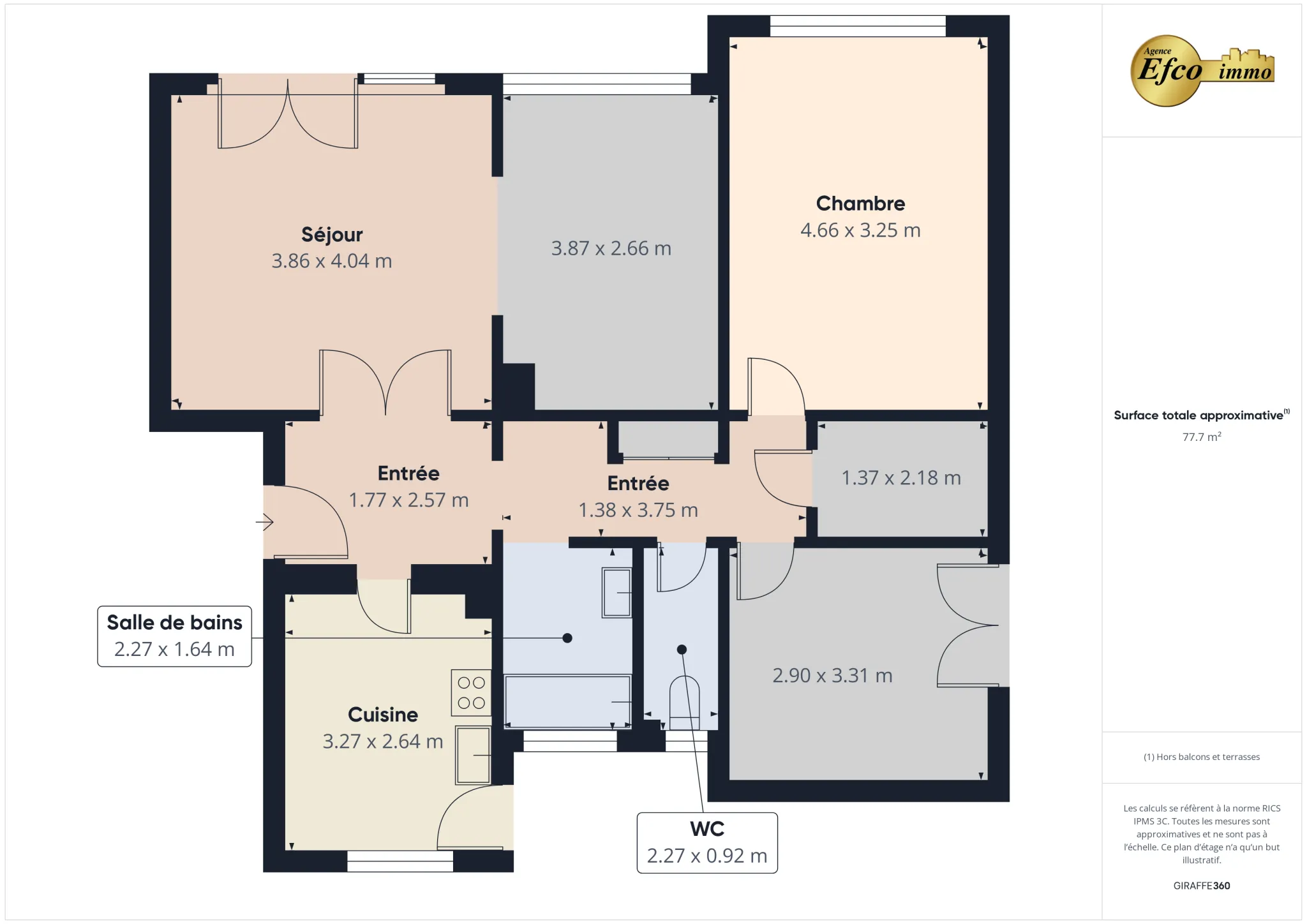 Appartement T4 lumineux de 80 m² au cœur de Saint-Louis face à la gare 