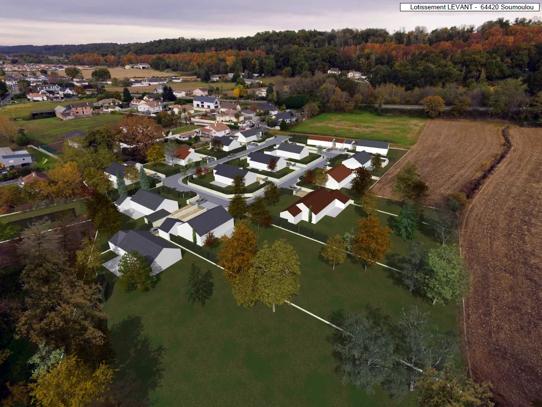 Terrain constructible avec vue sur les Pyrénées à Soumoulou (1520 m²) 