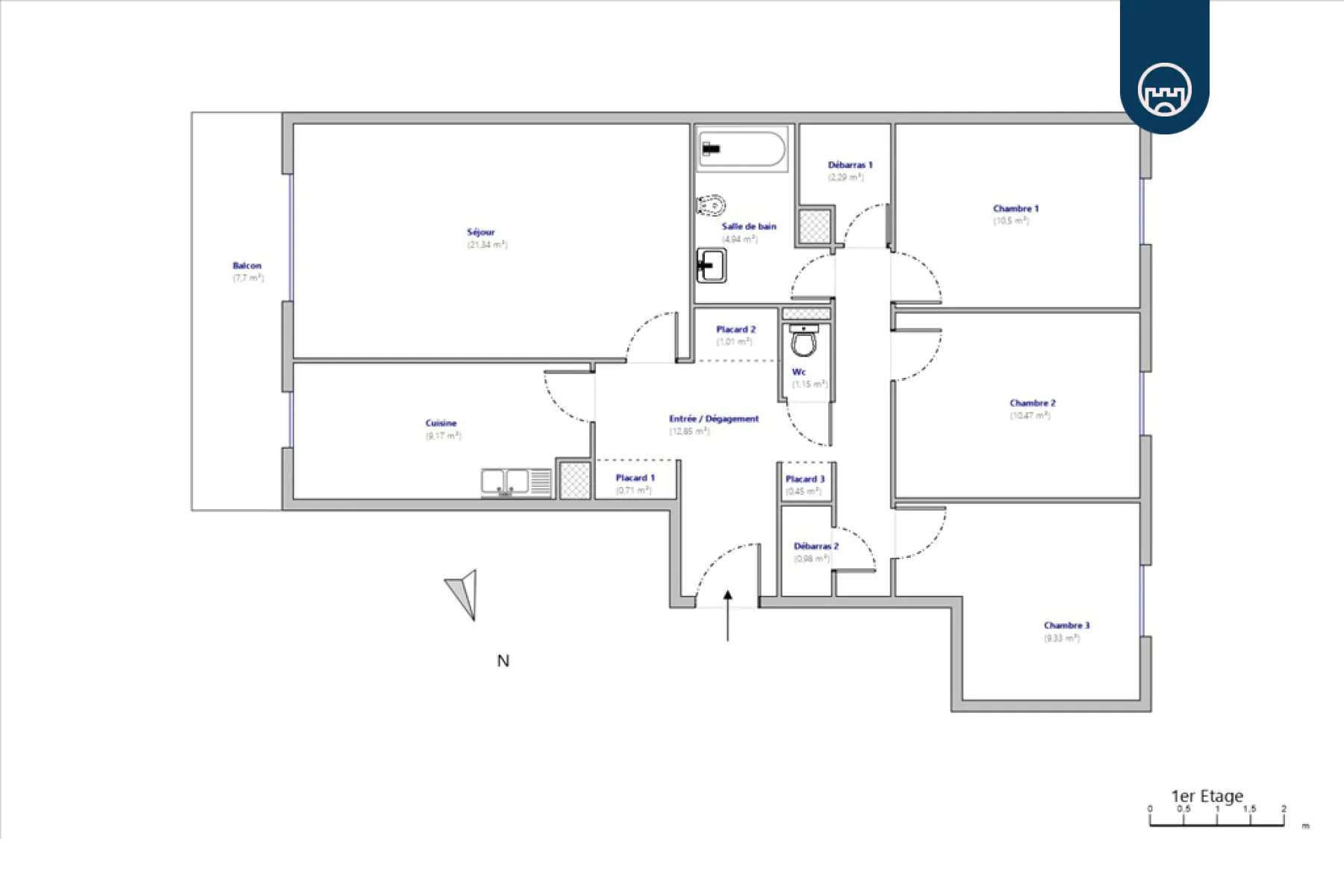 Appartement 4 pièces de 86m² à Nice, secteur Pasteur 