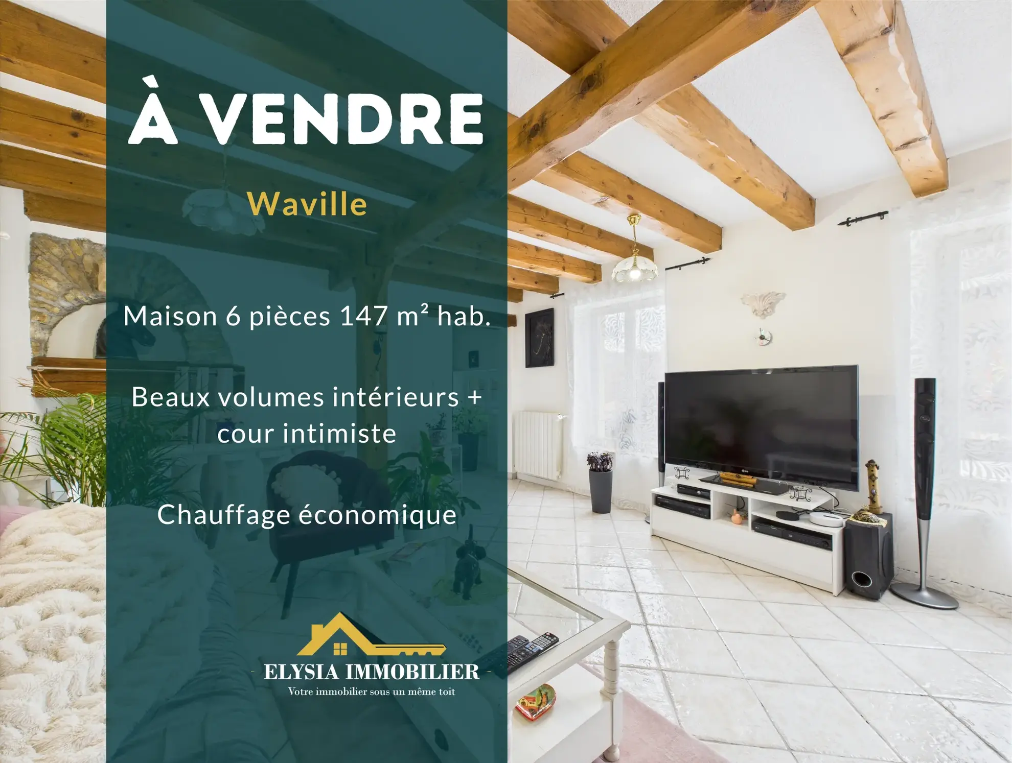 Maison de village de 147 m² à Waville avec garage et cour privée