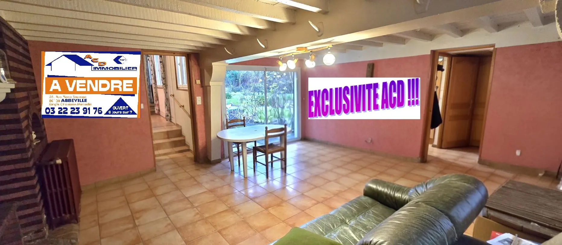 Maison de plain-pied à Abbeville avec garage, jardin et 2 chambres