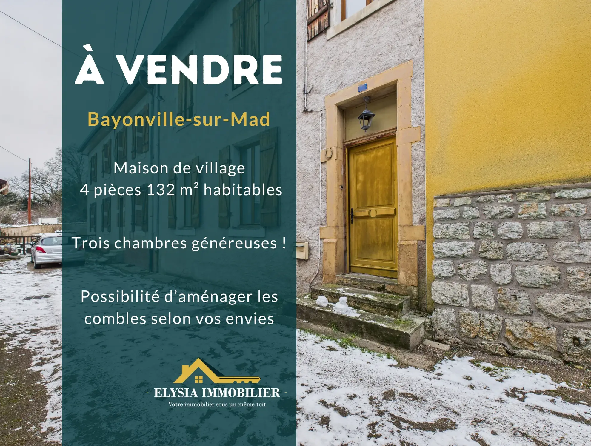 Maison de village 4 pièces, 132 m² à Bayonville-sur-Mad avec garage