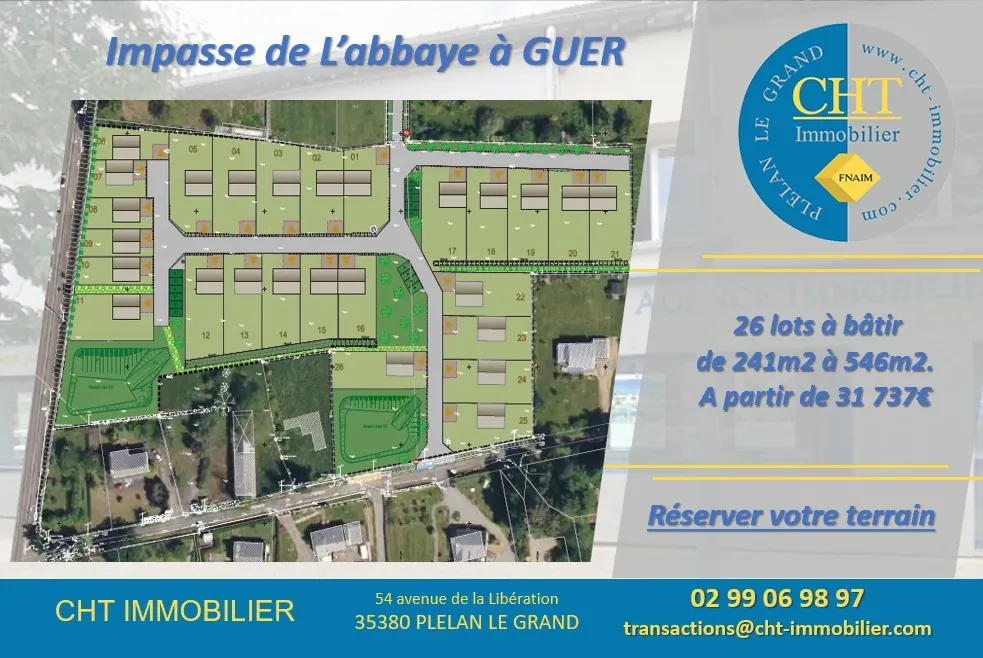 Terrain constructible de 241 m² à vendre à GUER (56), idéal pour votre projet immobilier