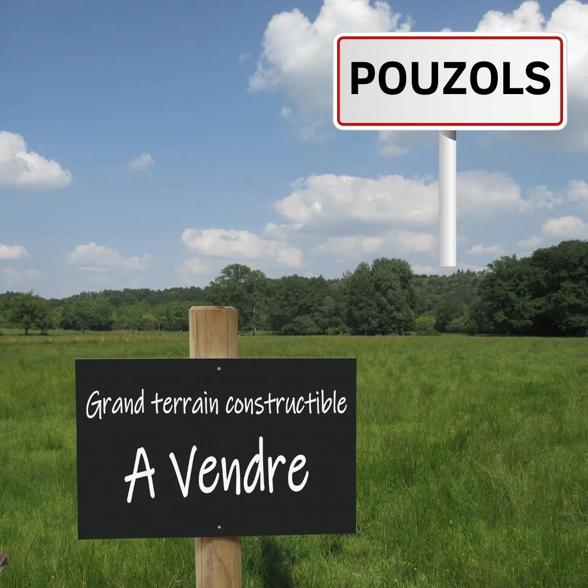 Terrain constructible à Pouzols, viabilisé et piscinable, idéal pour votre projet immobilier