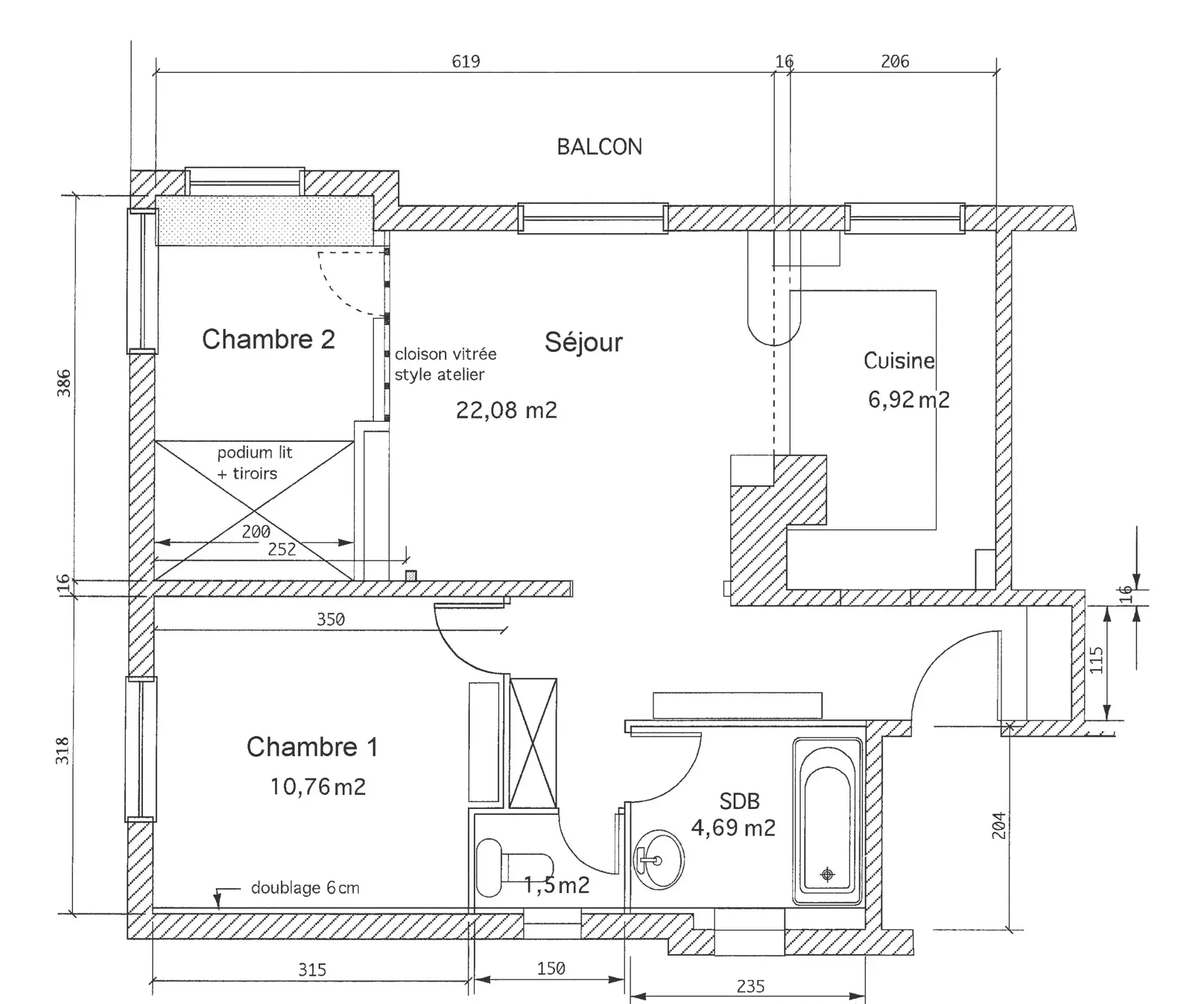 Bel appartement 3 pièces avec balcon à Créteil proche Général Leclerc 