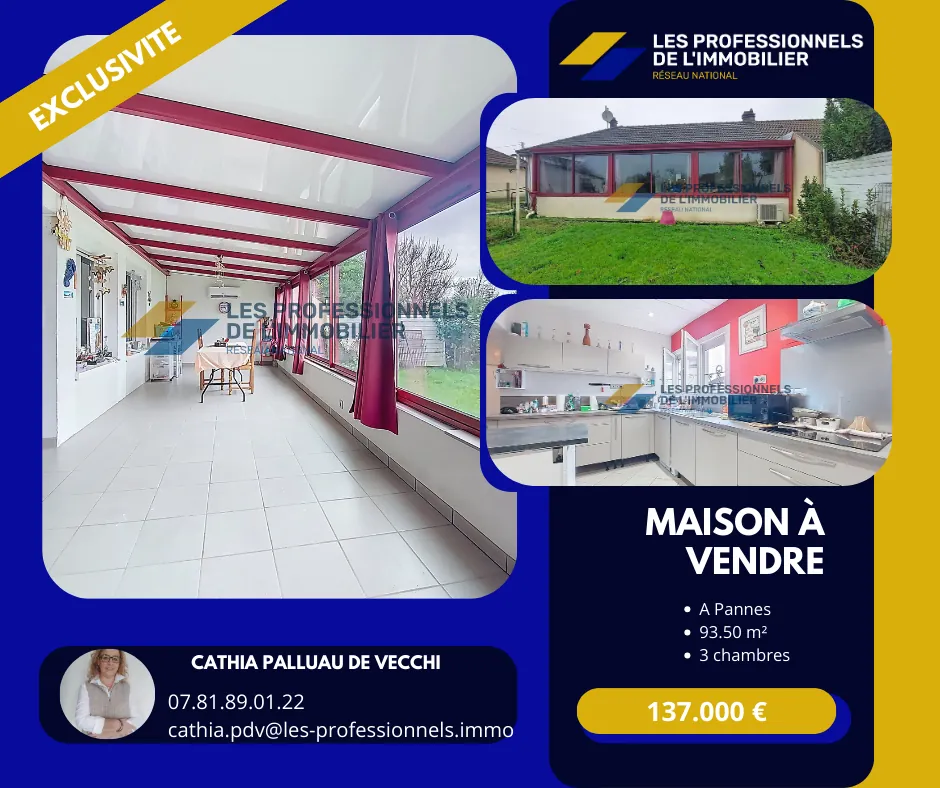 Maison de plain-pied à Pannes - 93,50 m², secteur Durzy, proche écoles et commerces