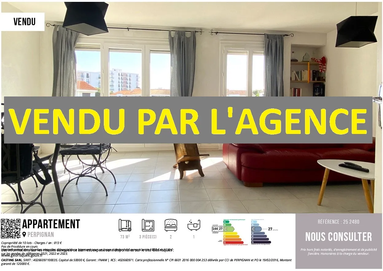 Appartement 3 pièces lumineux avec cave à Perpignan Sud