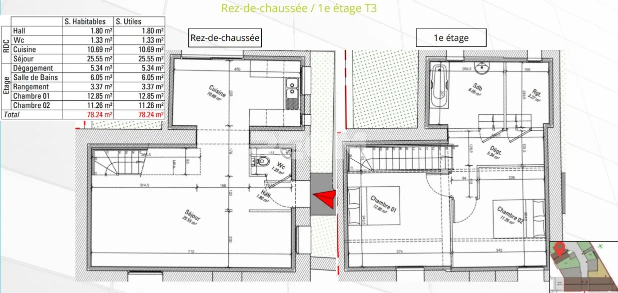 Appartement duplex T3 avec jardin privé près d'Arras