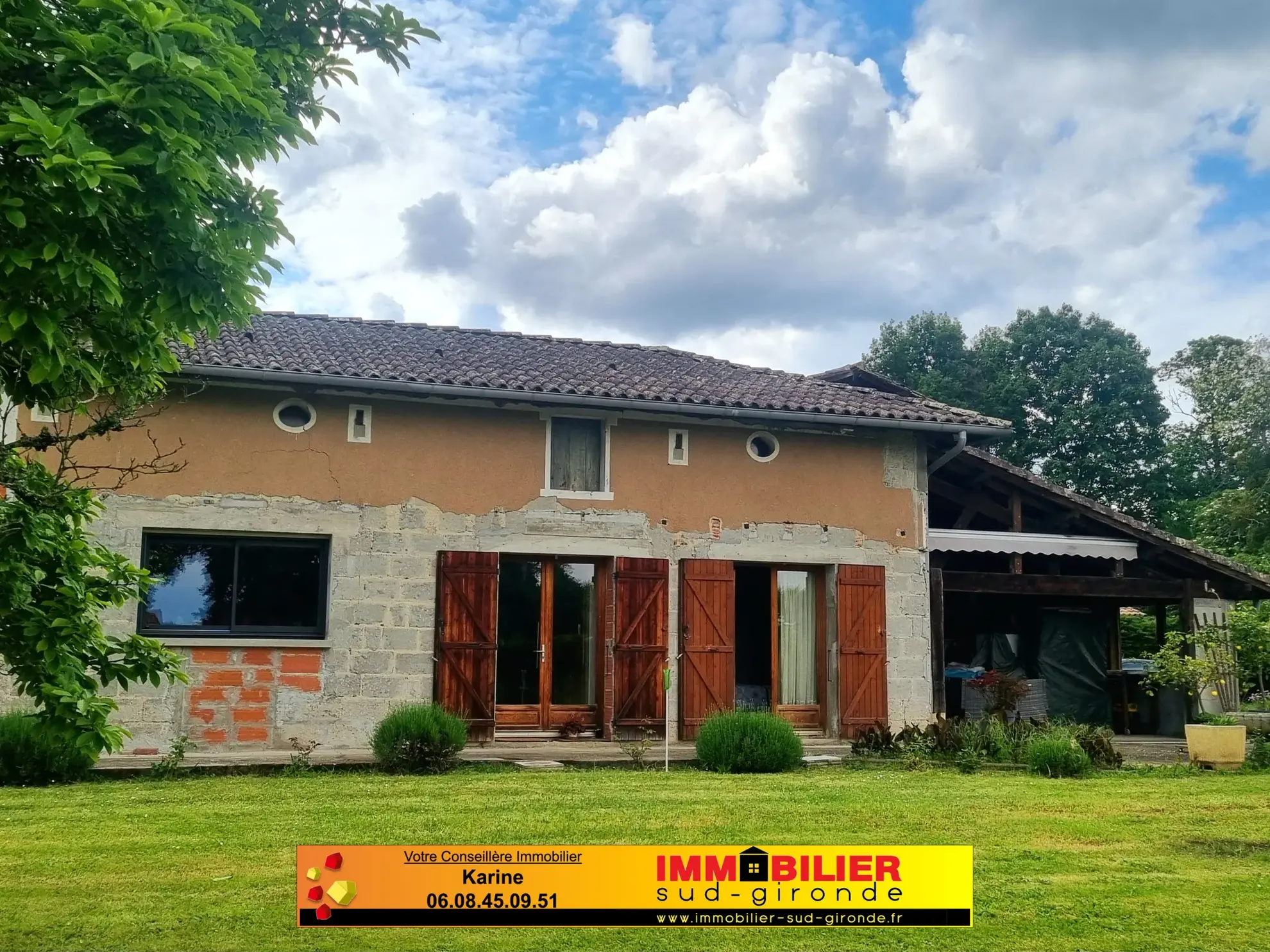 Maison à vendre à Bazas avec grand jardin et extension à terminer