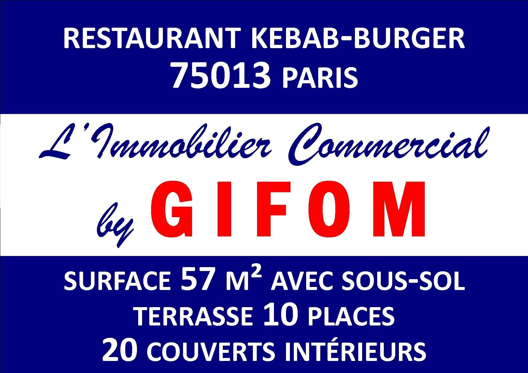Fonds de commerce restaurant rapide avec terrasse à Paris 13ème 