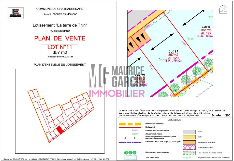 Terrain constructible à vendre à Châteaurenard, secteur résidentiel, lot de 332 à 800 m² 