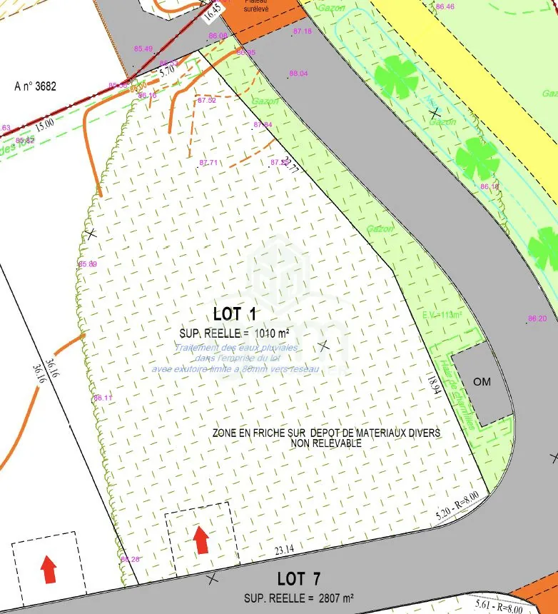 Terrain à vendre à Montbazon de 1010 m² avec façade de 23 m