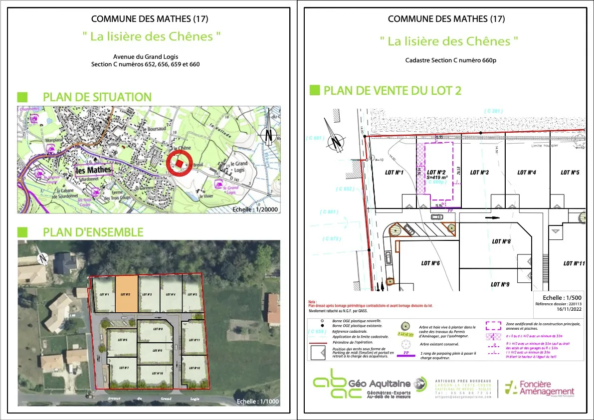 Terrain constructible de 419 m² aux Mathes, orienté sud, proche des plages et du zoo