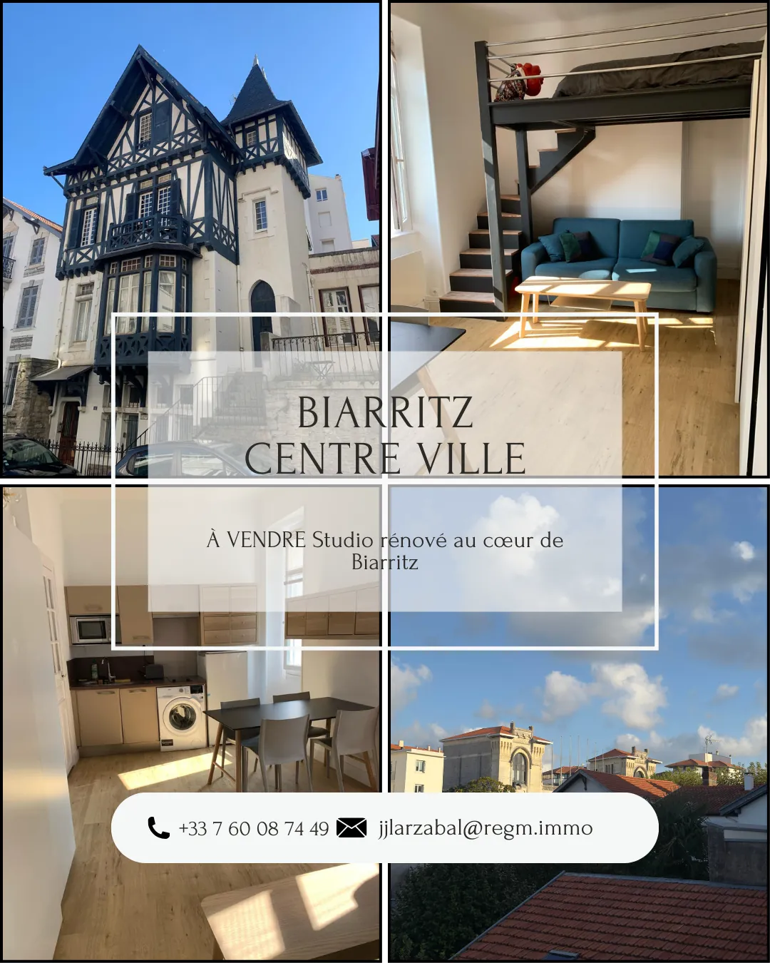 Studio rénové de 22 m² à Biarritz en centre-ville, idéal investissement