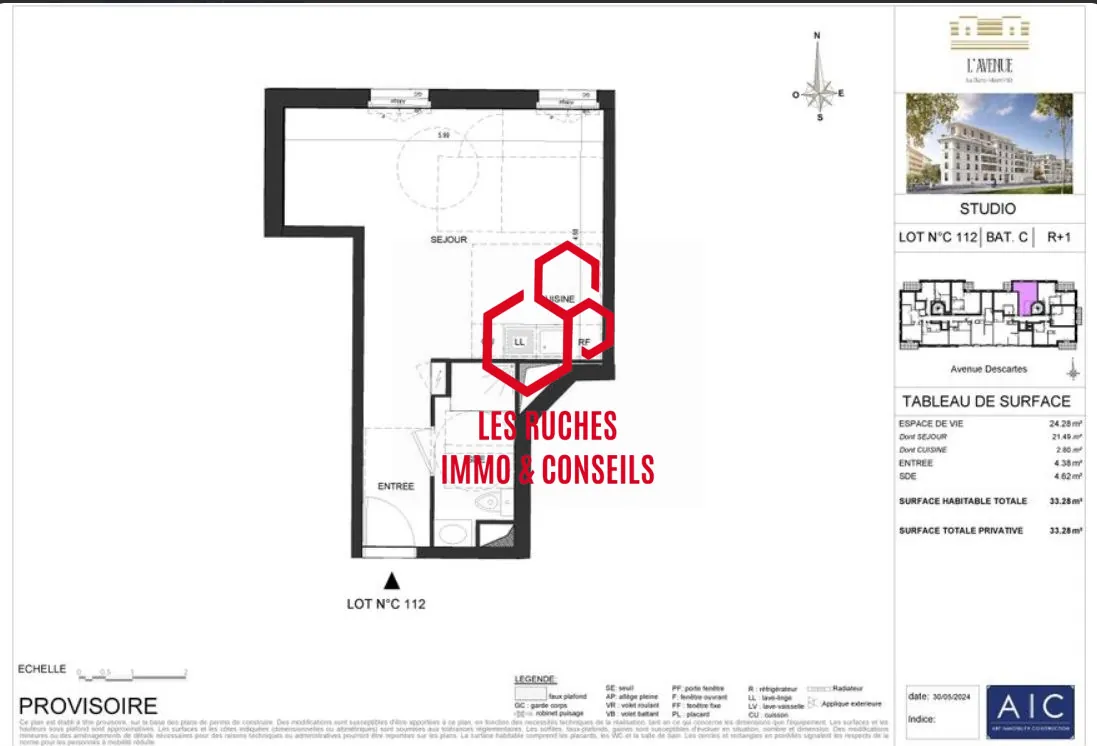 Charmant appartement neuf de 33m² au Blanc-Mesnil avec vue sur parc et ascenseur 