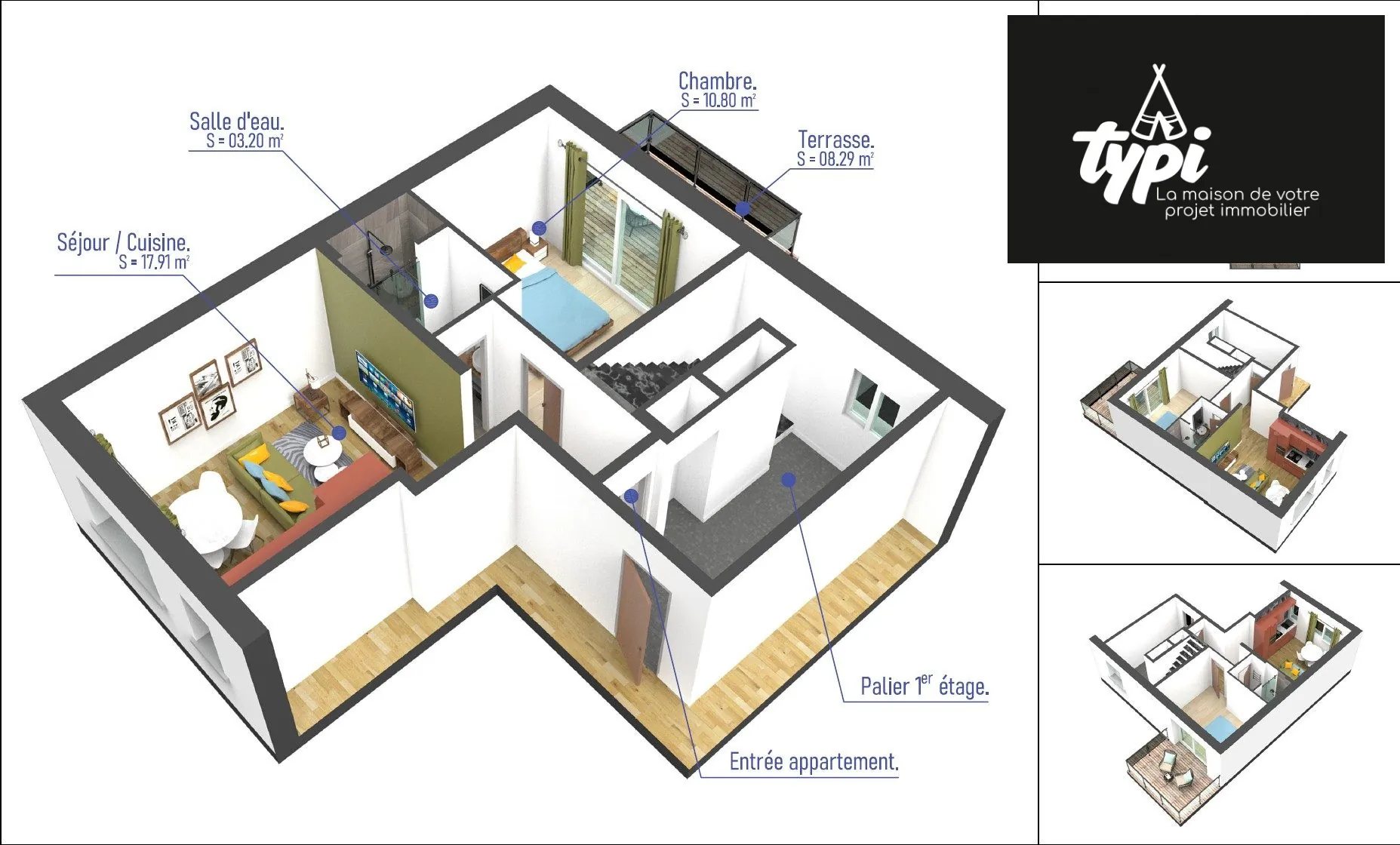 Appartement 2 pièces à vendre à Kervignac avec balcon et stationnement 