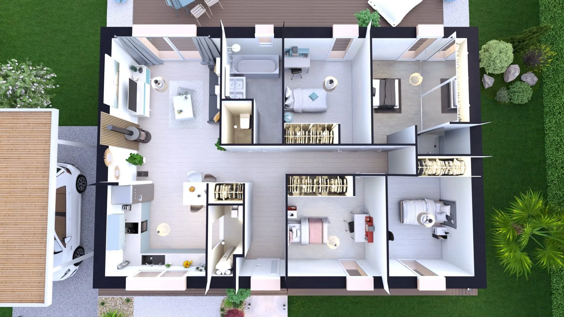 Maison neuve de 85 m² à Peaugres avec 4 chambres et faible consommation énergétique 
