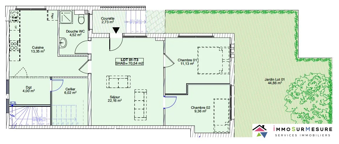 Appartement T3 avec jardin privatif à Benfeld, potentiel de rénovation 