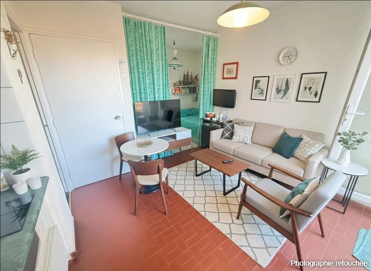 Appartement T1 lumineux avec terrasse et parking privé proche de la mer à Le Barcares 