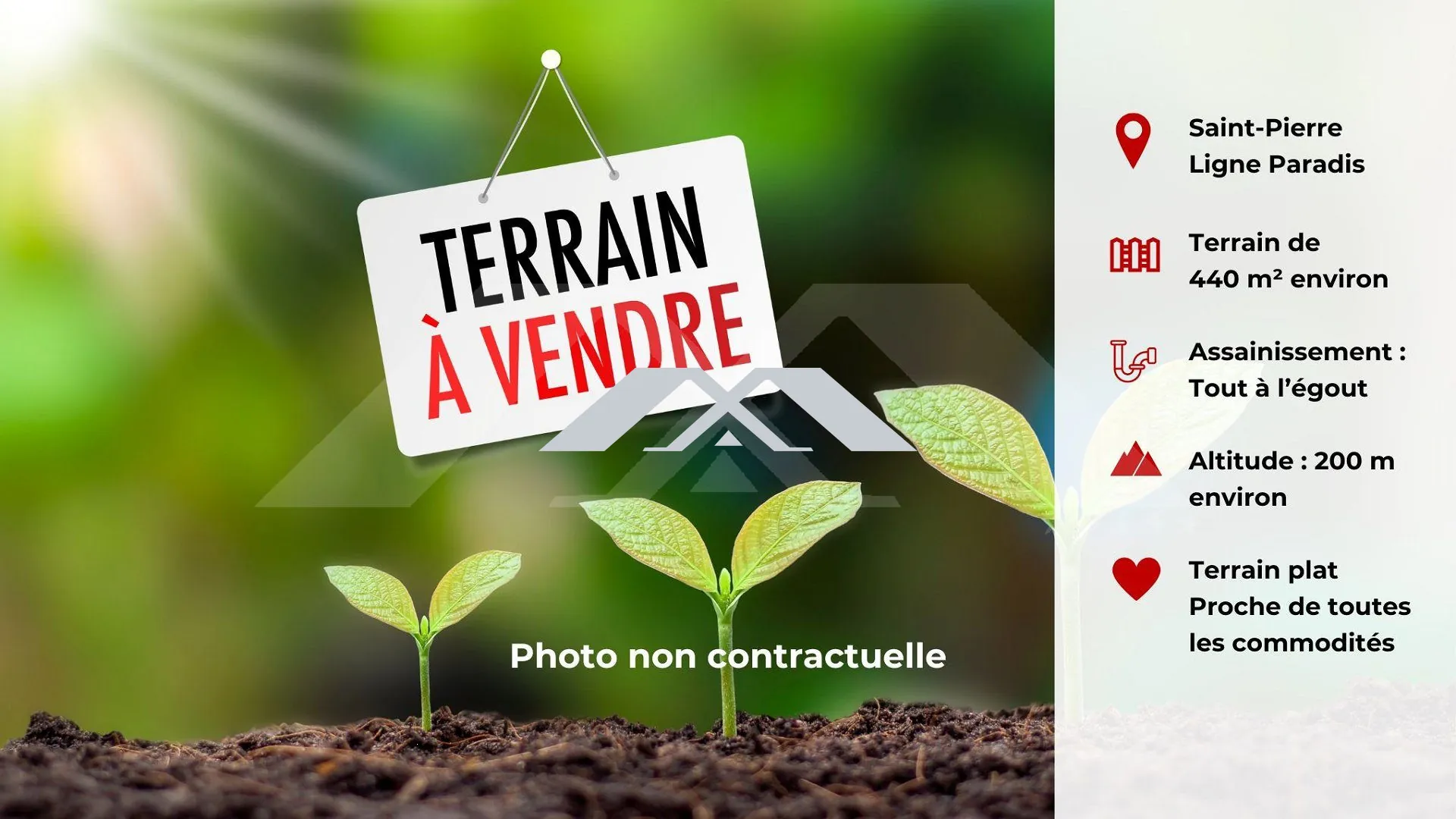 Parcelle de 440 m² à Saint Pierre sur la Ligne Paradis