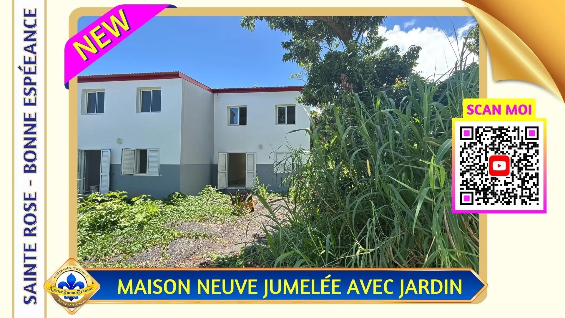 Maison neuve à vendre à Sainte-Rose avec jardin et 3 chambres