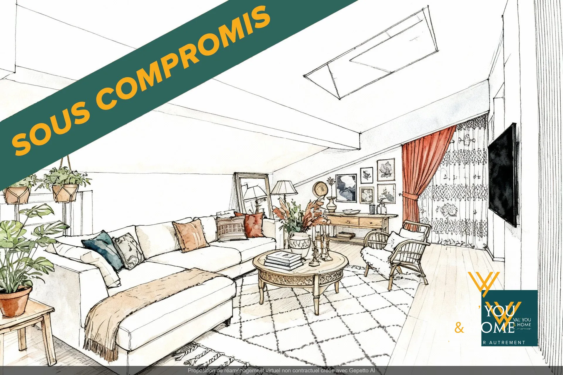 Bel appartement T2 rénové au dernier étage à La Tour de Salvagny