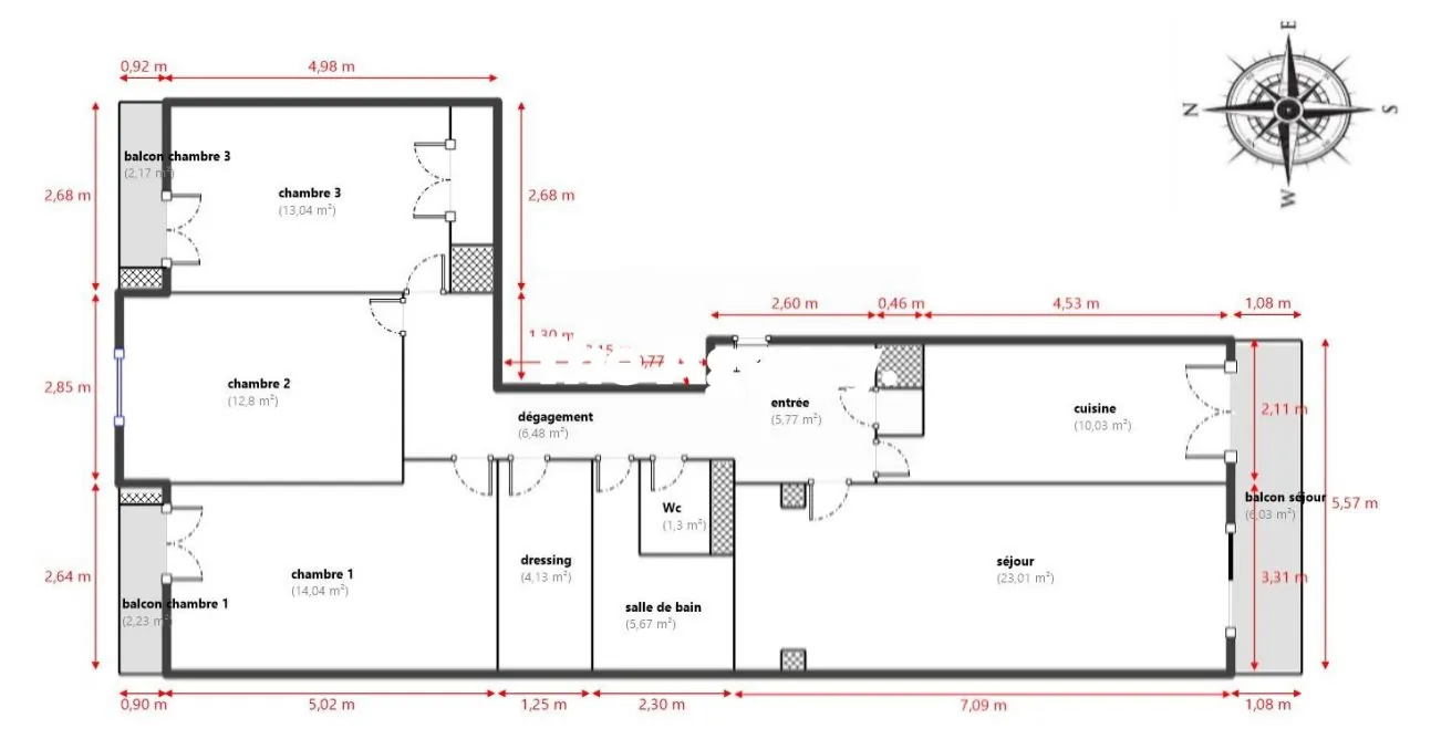 Appartement 4 pièces à Marseille La Capelette avec balcon et parking 