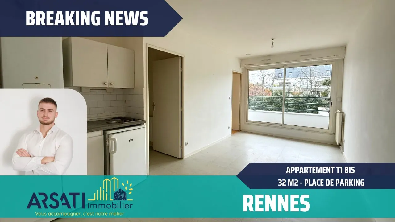 Appartement 2 pièces à Rennes avec balcon et parking - La Pommeraie