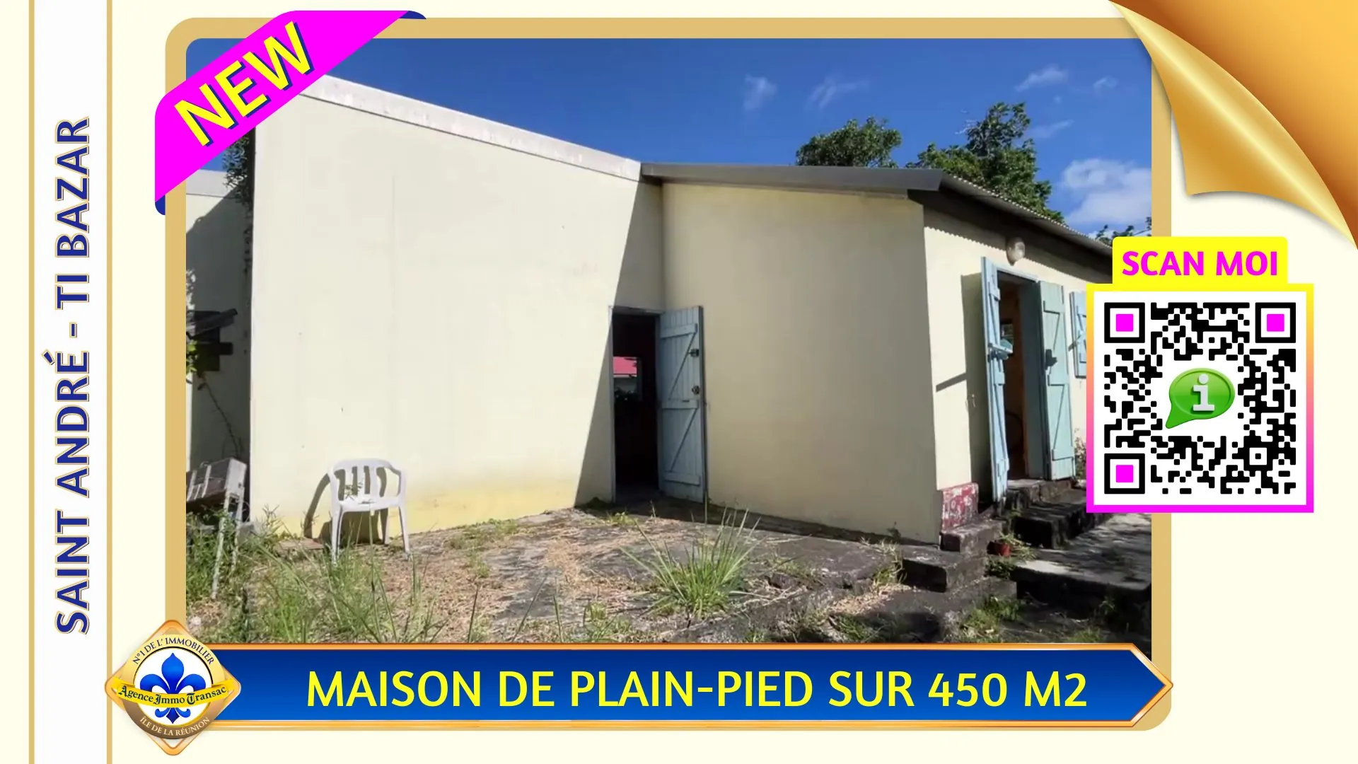 Maison à rénover à Saint-André avec grand terrain de 558 m² - Opportunité immobilière