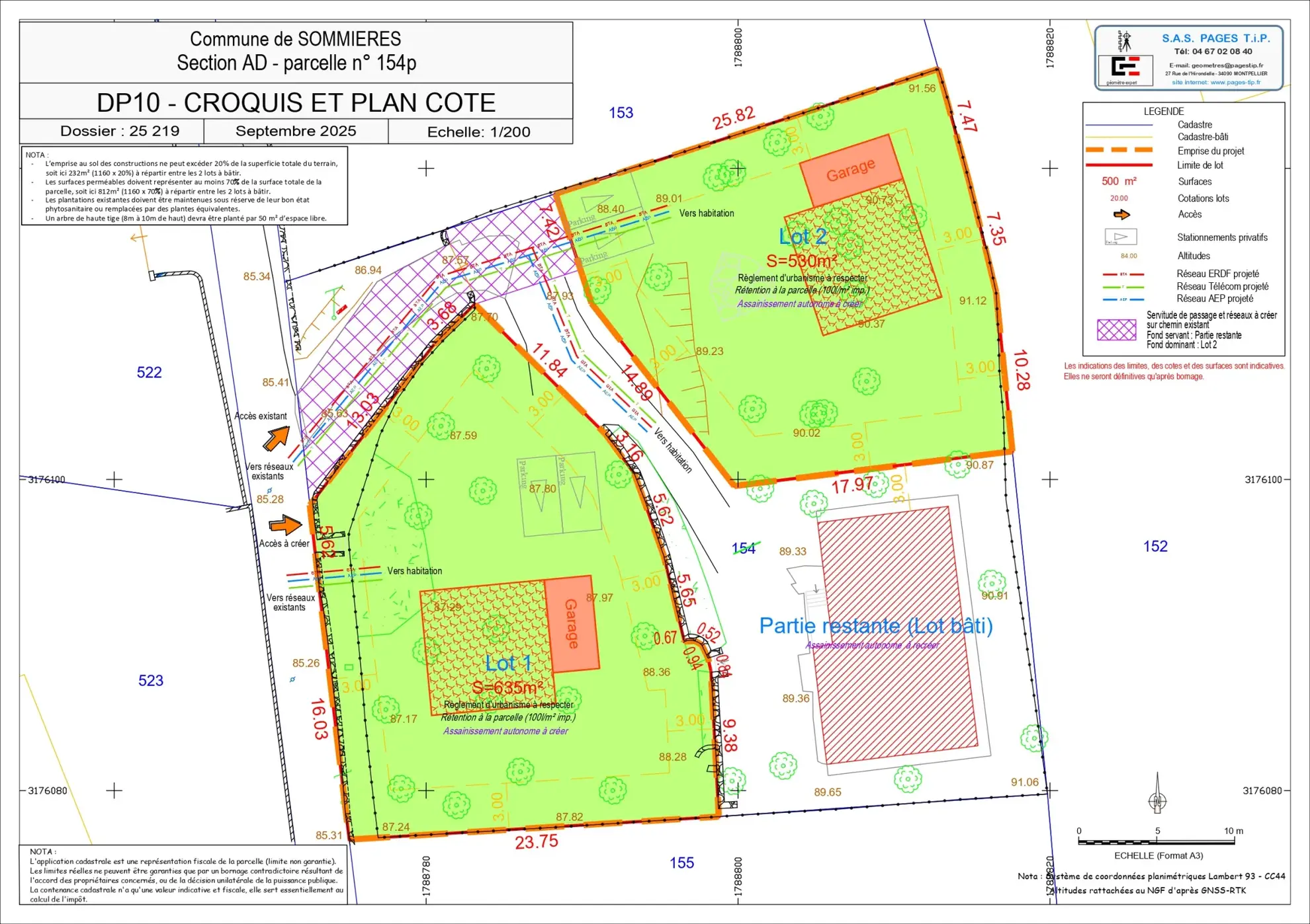 Terrain à bâtir de 635 m² à Sommieres, quartier MAUVALAT, calme et arboré