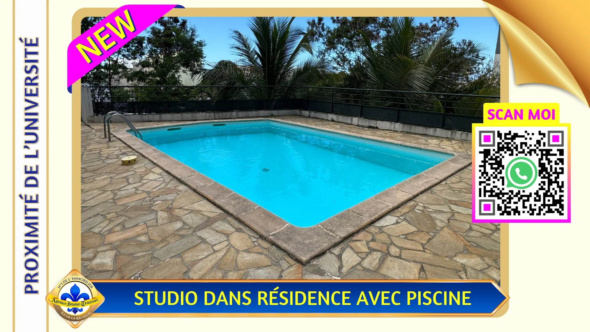 Appartement à vendre à Sainte-Clotilde, 23 m² avec terrasse et équipements modernes