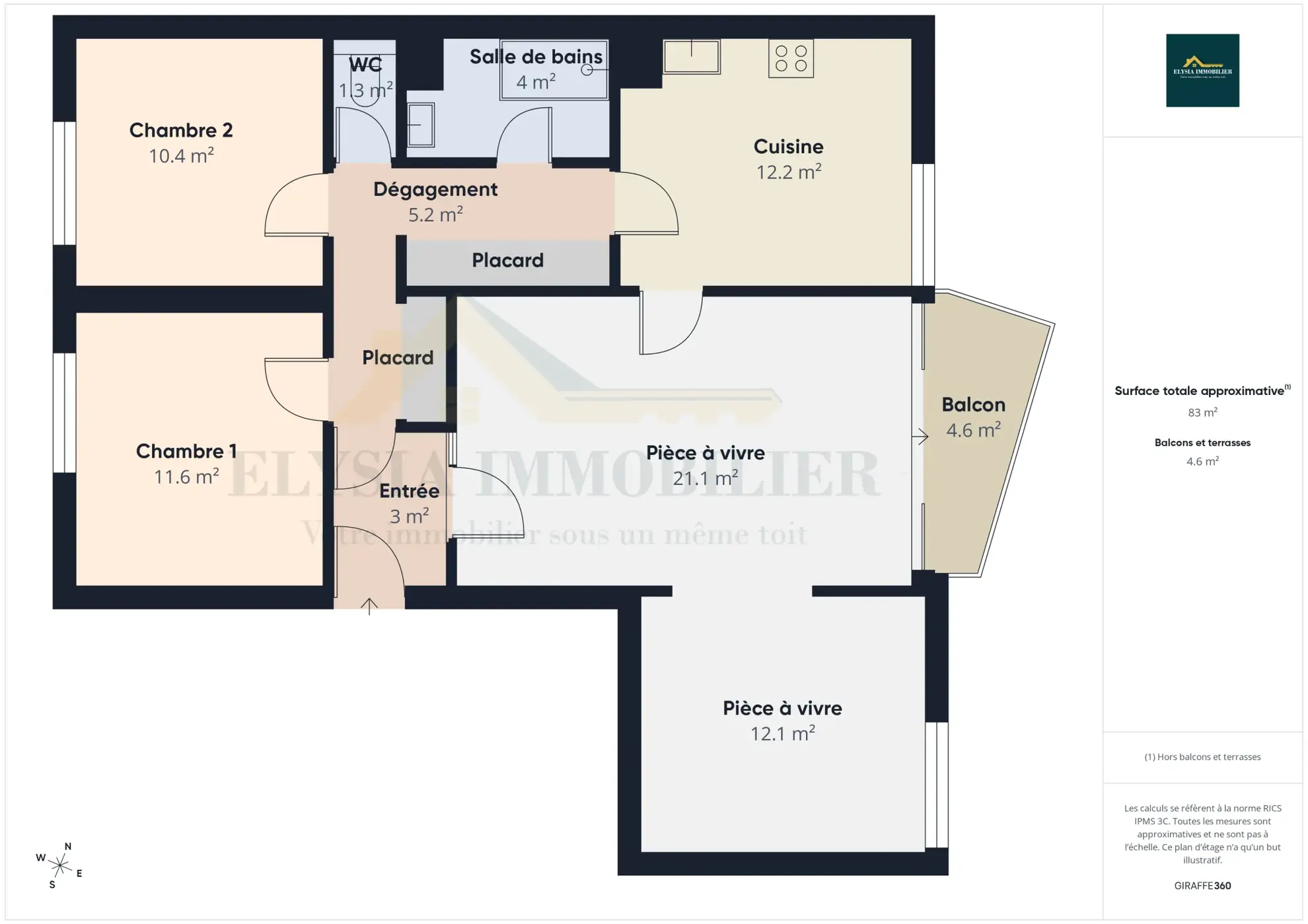 Appartement T4 rénové de 84,80 m² avec balcon à Nancy en vente 