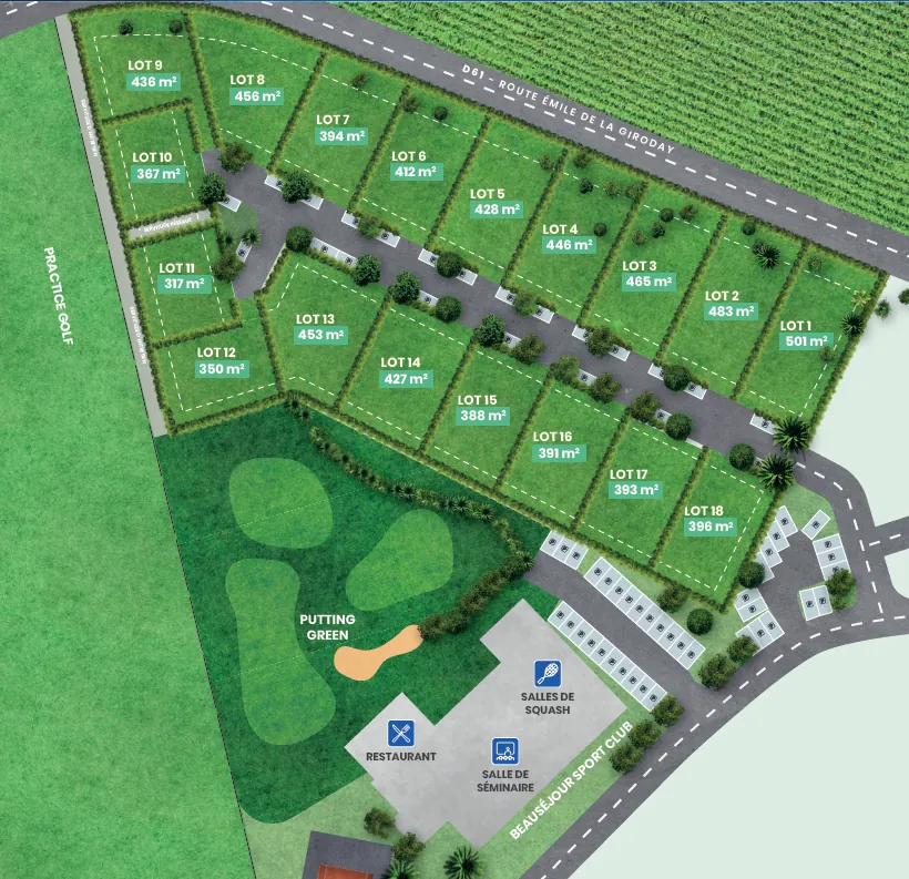 Parcelles constructibles à Beauséjour, Sainte-Marie - Lotissement sécurisé 