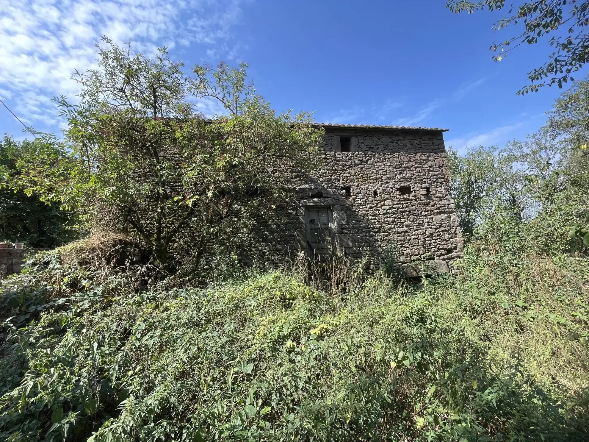 A vendre terrain avec grange en pierre et bâtiment à restaurer dans le sud de l'Aveyron 