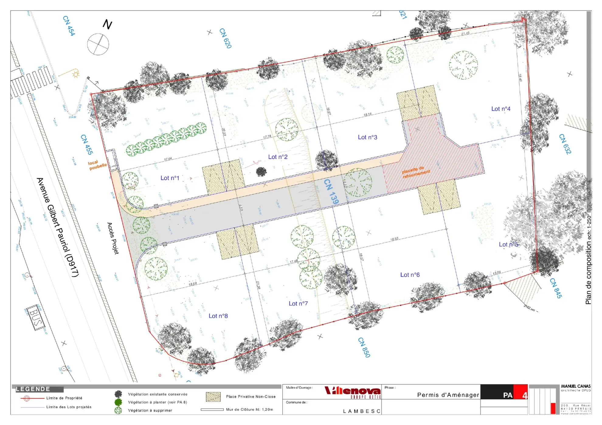 Terrain à bâtir de 338 m² à Lambesc, exposé sud, environnement verdoyant 