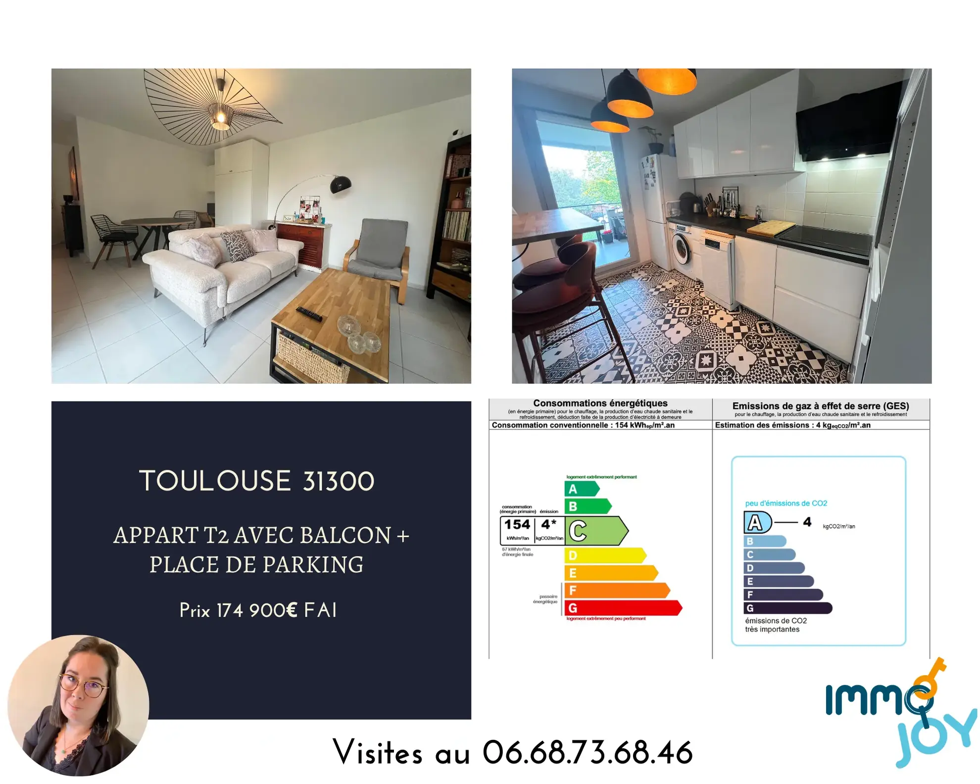 Bel appartement T2 de 52m² avec balcon et parking à Toulouse Saint Martin du Touch