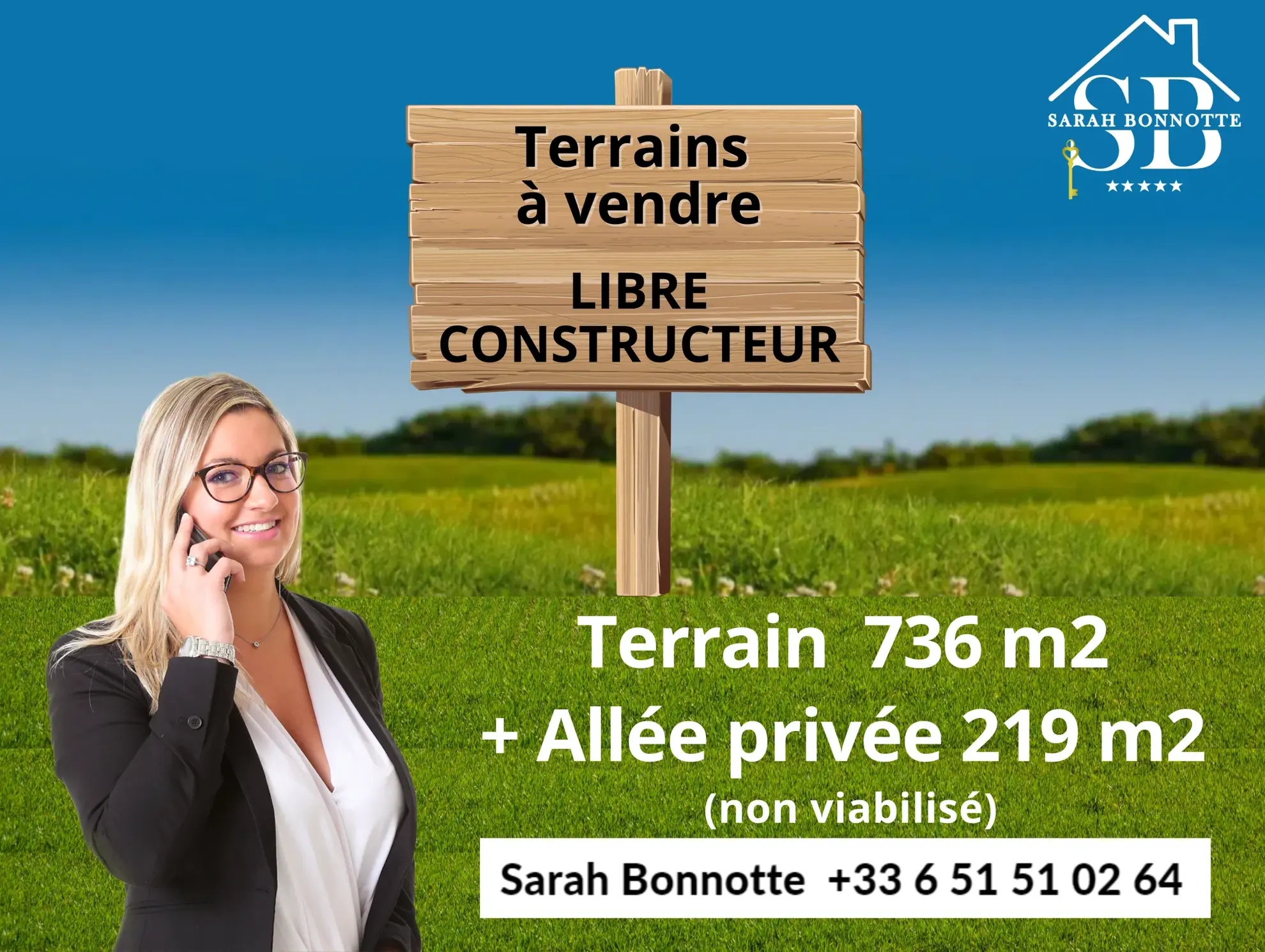 Terrain constructible plat et privé à Hegenheim