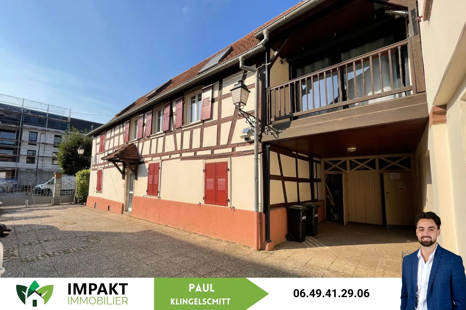 Ensemble immobilier avec court intérieur à Brumath, charme alsacien, rénové et à rénover