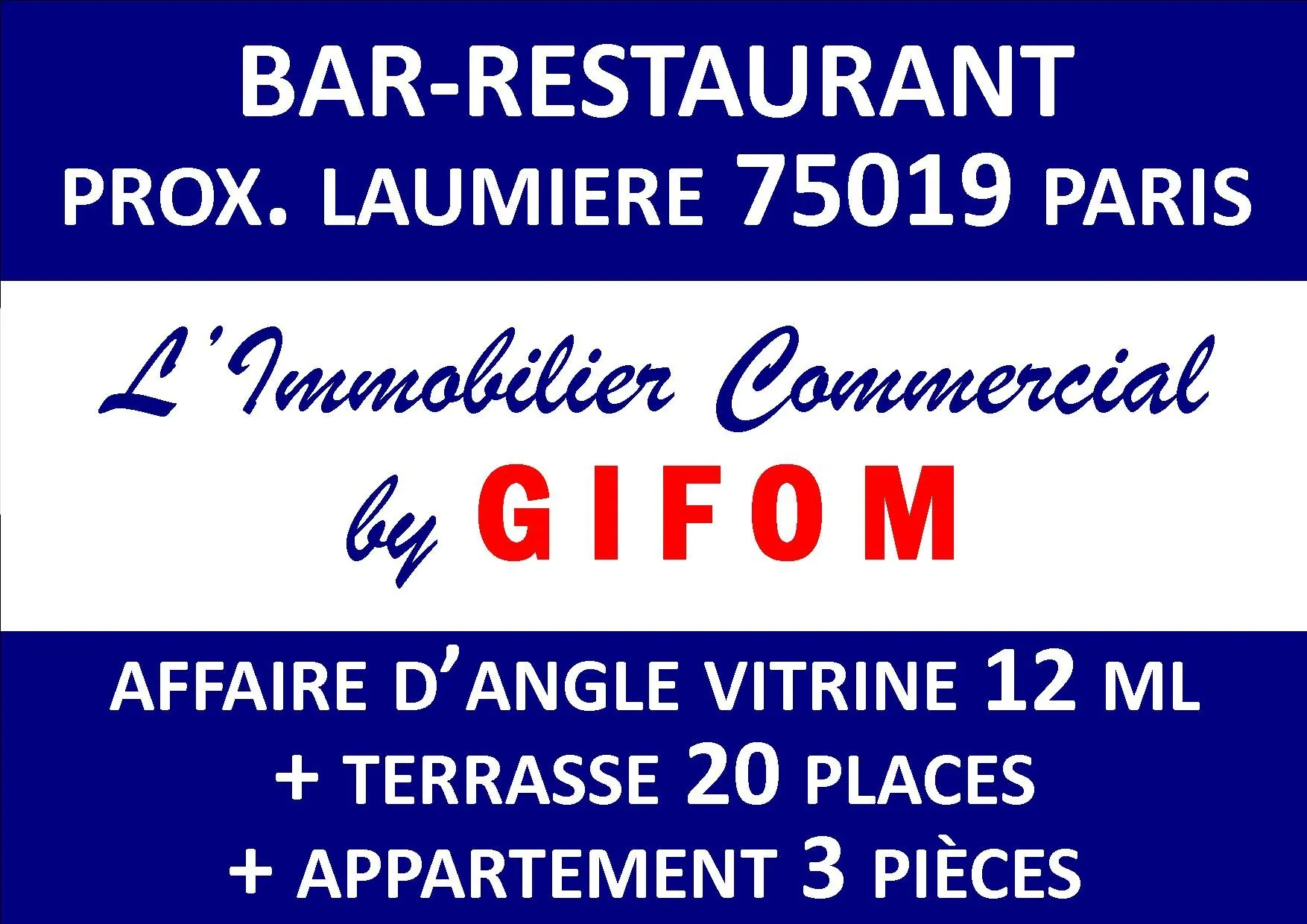 Fonds de commerce bar-restaurant avec terrasse et appartement à Paris 19ème