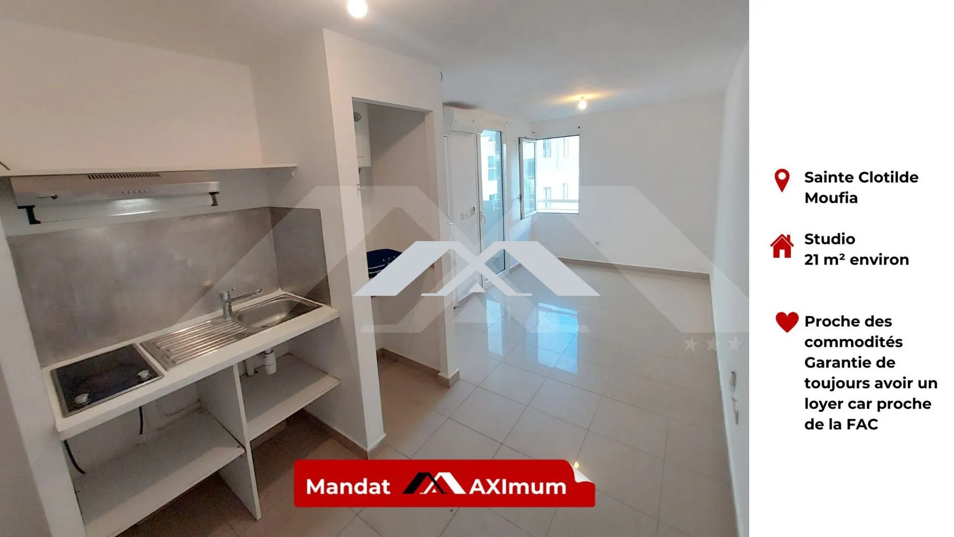 Studio à Saint-Denis (97400) avec parking sécurisé, idéal investissement ou premier achat