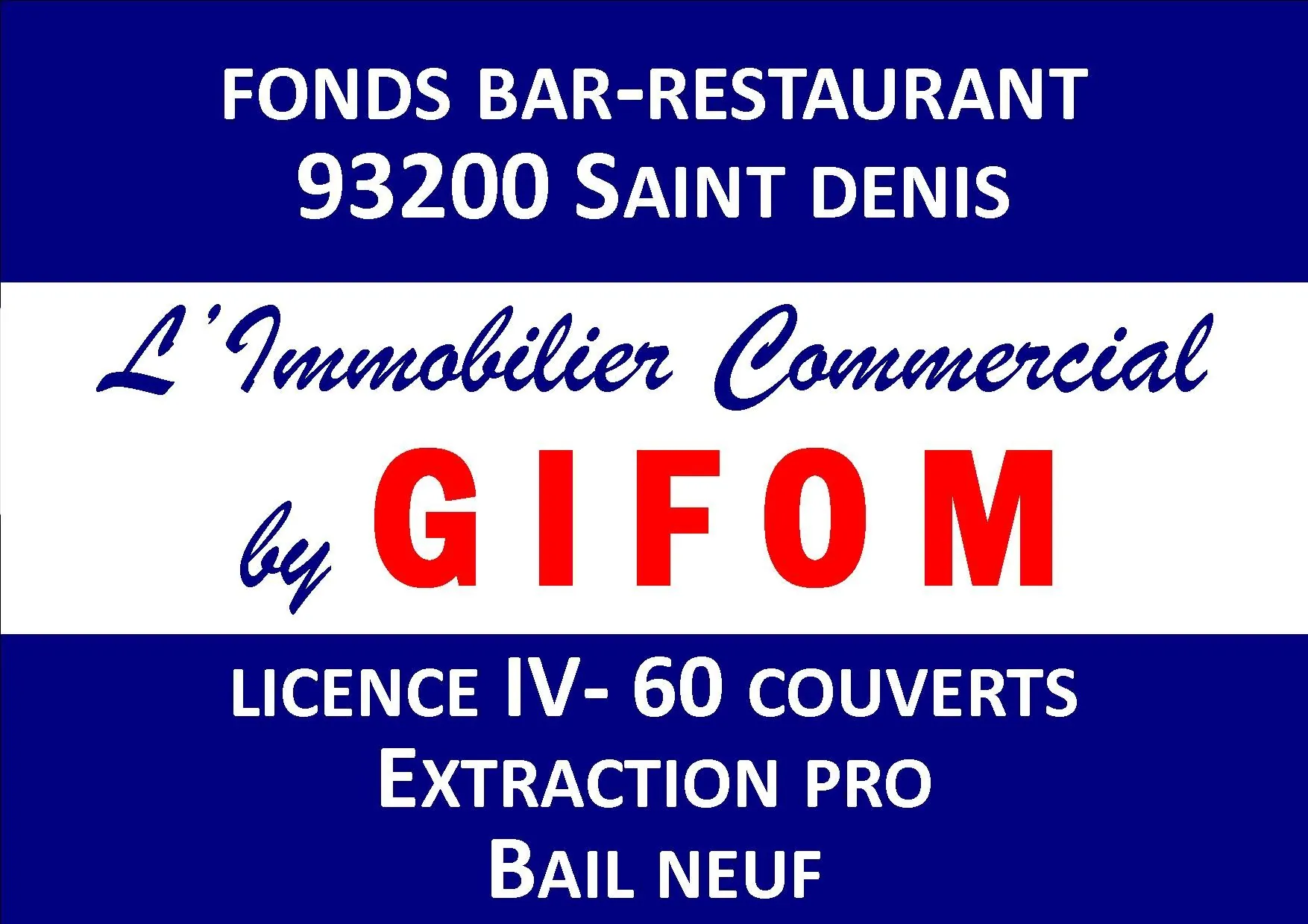 Fonds de commerce Bar Restaurant avec Licence IV à La Plaine Saint Denis