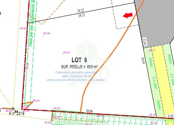 Terrain à vendre à Montbazon de 603 m², viabilisé, proche écoles et autoroute