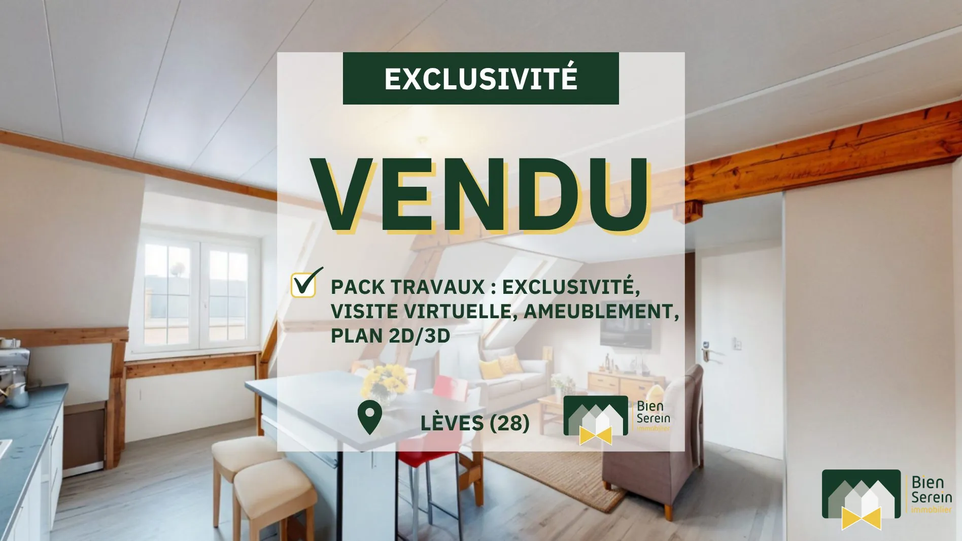 Appartement T3 lumineux à vendre au cœur de Lèves - Dernier étage
