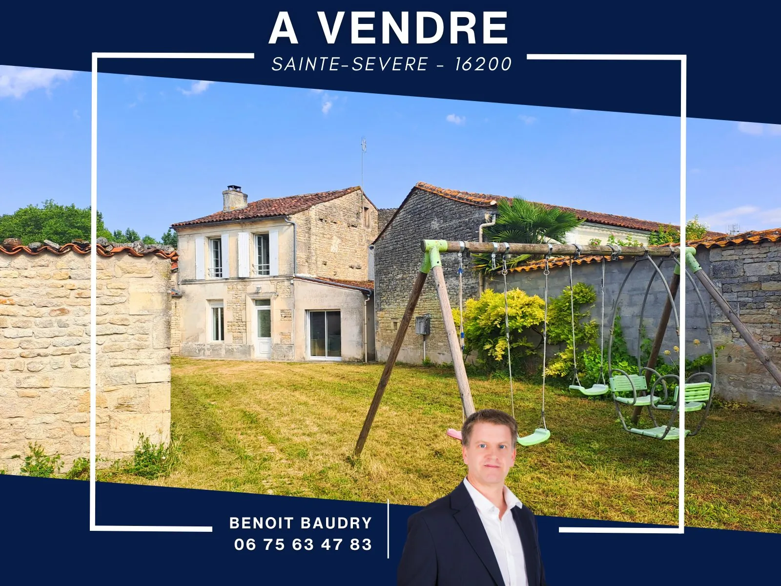 Maison en pierre à rénover avec 3 chambres, jardin et garage à Sainte-Sévère