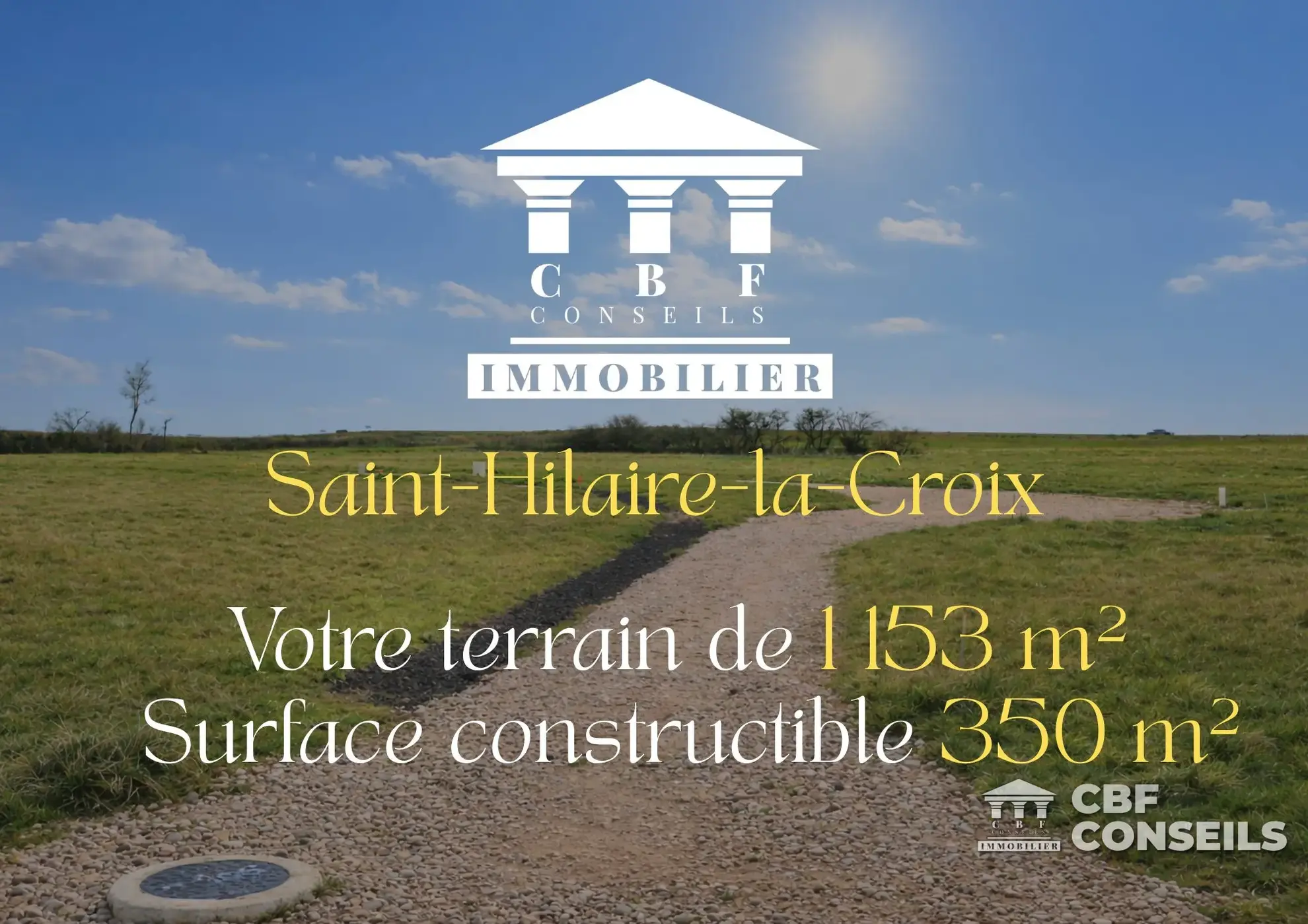 Terrain constructible à Saint-Hilaire-la-Croix de 1153 m² idéal pour votre maison