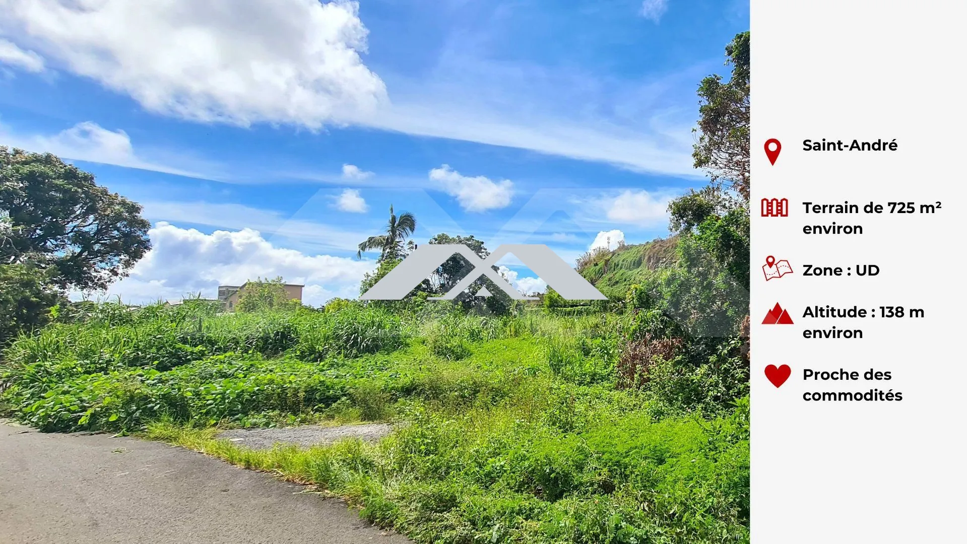 Terrain agricole de 725 m² à Saint-André, zone UD, calme et accessible